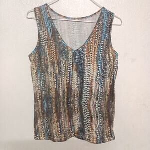 Multicolored Snakeskin Print V-Neck Lightweight Tank Top – Women’s Size M